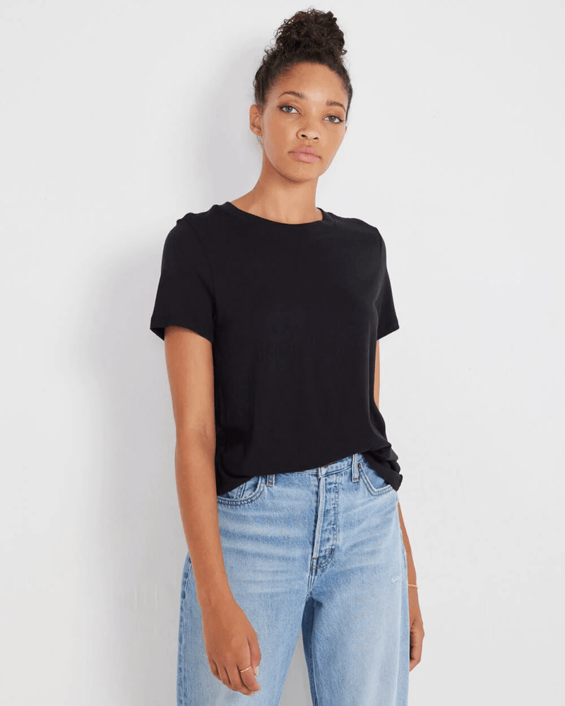 Not Monday Clothing Emma Crewneck Tee in Black