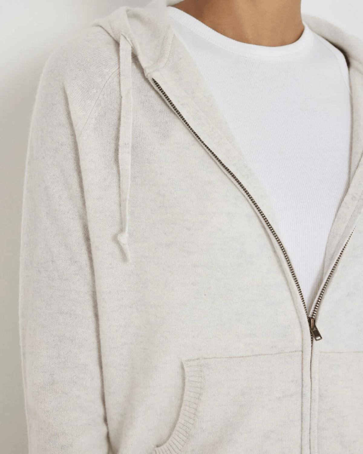 Not Monday Clothing Greyson Cashmere Zip Hoodie in Light Grey