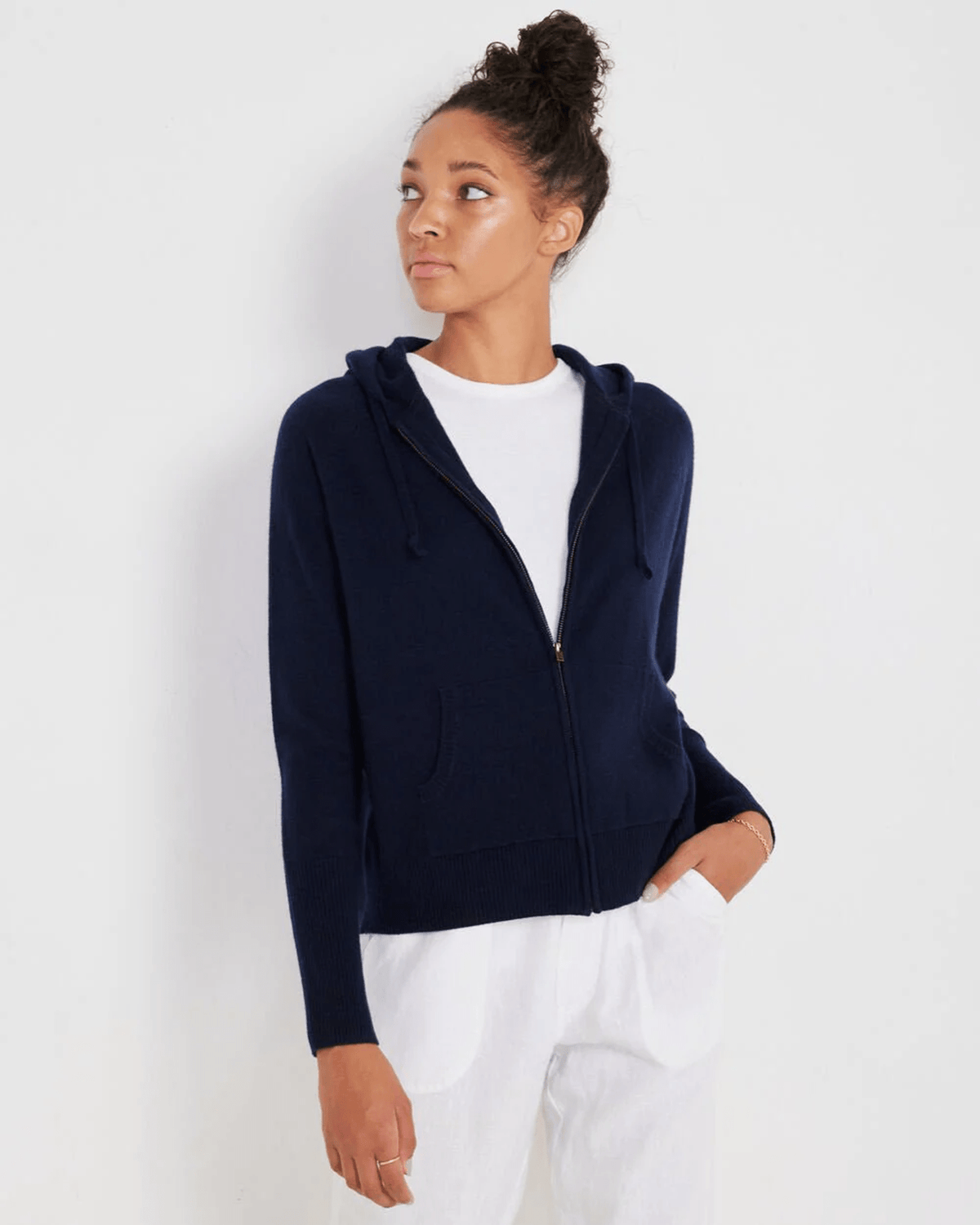 Not Monday Clothing Greyson Cashmere Zip Hoodie in Navy