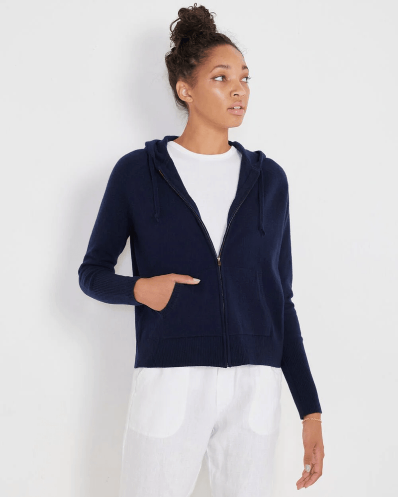 Not Monday Clothing Greyson Cashmere Zip Hoodie in Navy