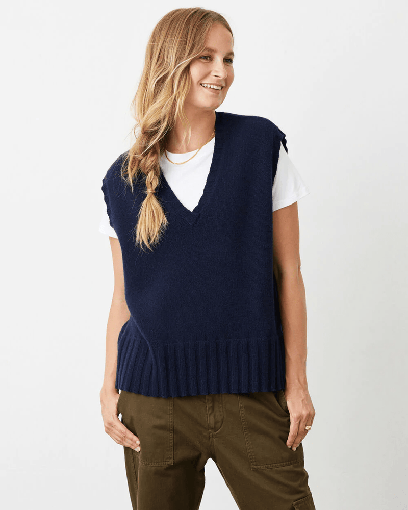 Not Monday Clothing Hannah Cashmere Vest in Navy