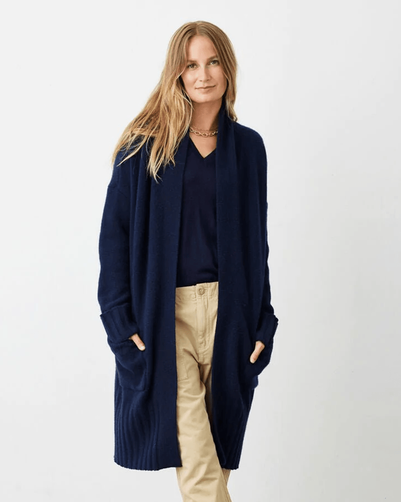 Not Monday Clothing Marlowe Cashmere Cardigan in Navy