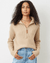Not Monday Clothing Maya Cashmere Zip Henley in Camel
