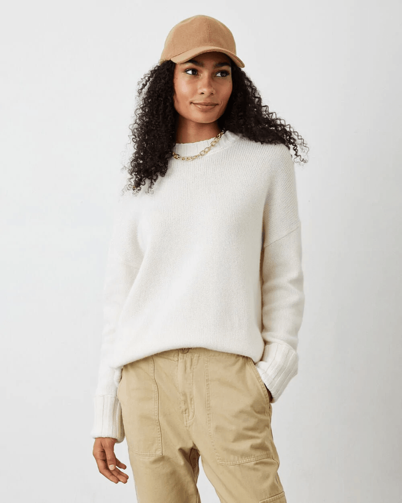 Not Monday Clothing Mila Cashmere Crewneck in Ivory