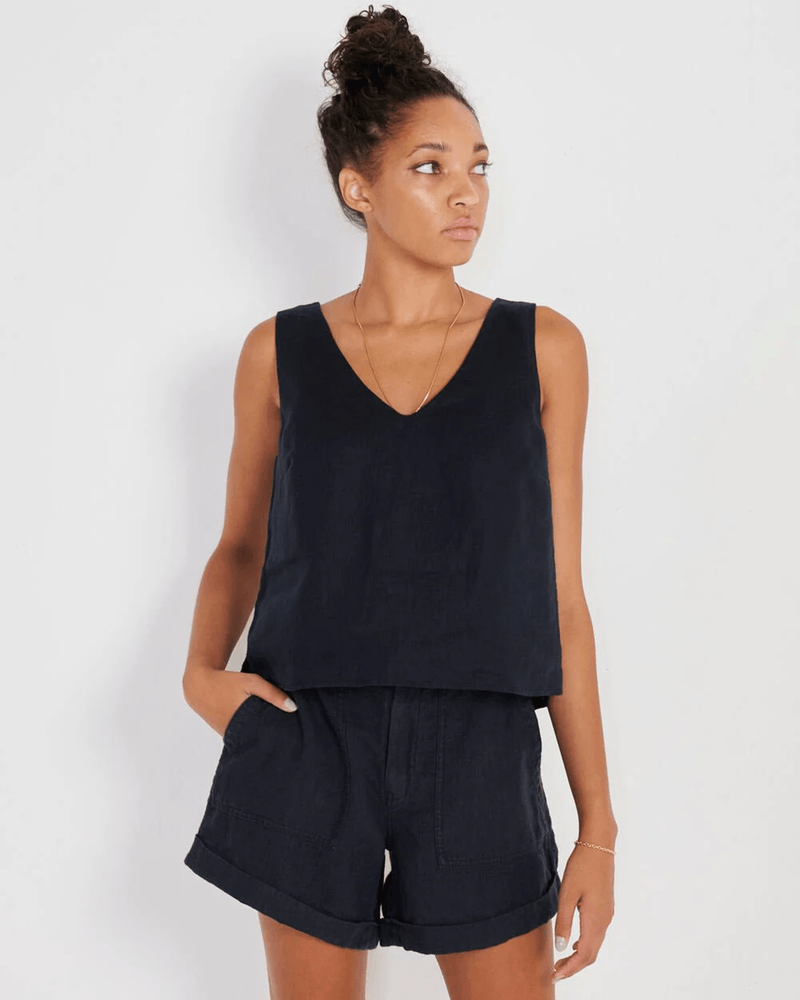 Not Monday Clothing Palmer Linen Short in Black