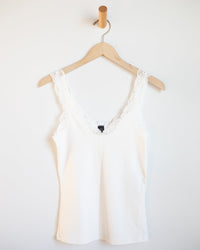 Only Hearts Clothing Del w/ Lace Deep V Tank in Cream