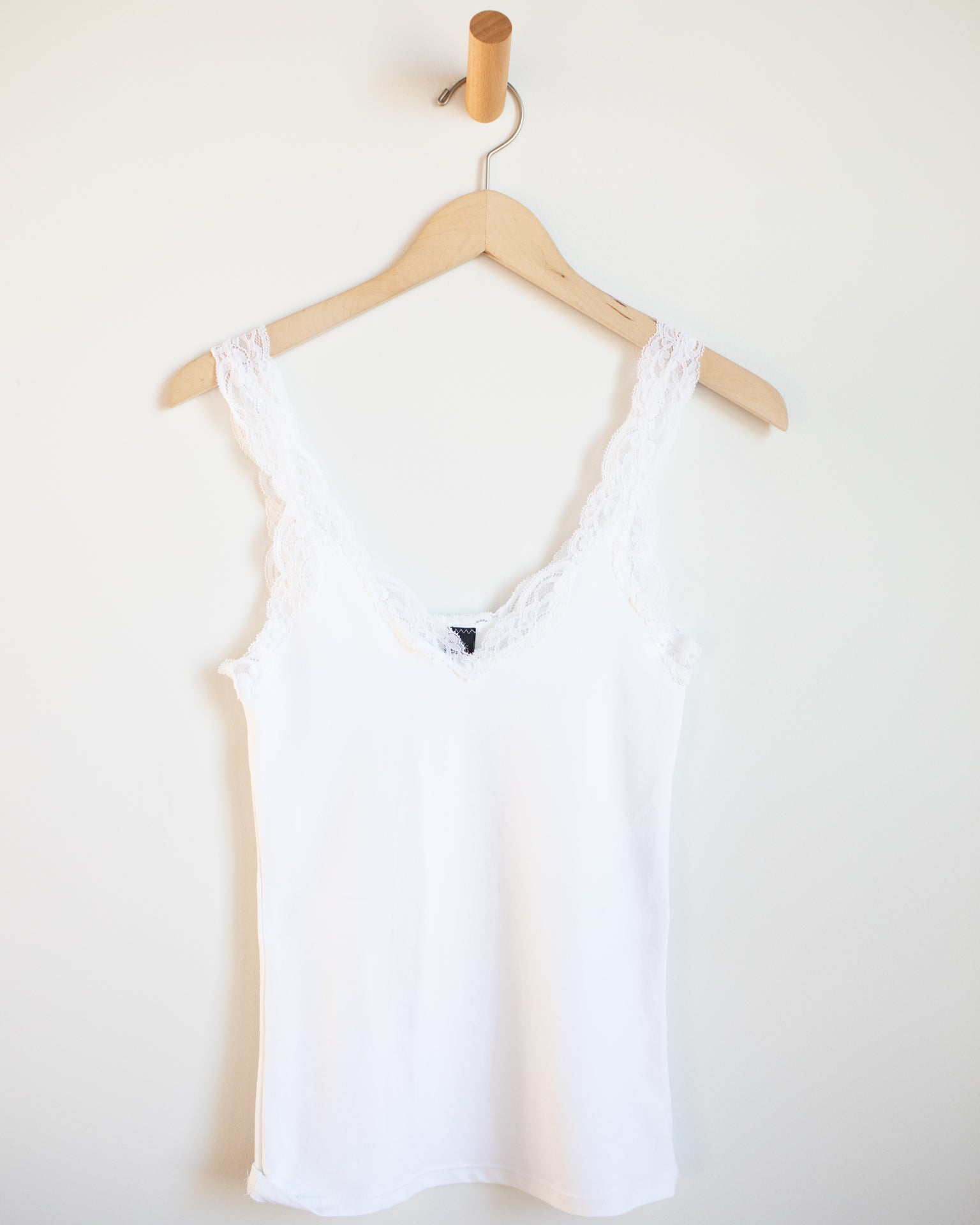 Only Hearts Del w/ Lace Deep V Tank in White- Bliss Boutiques