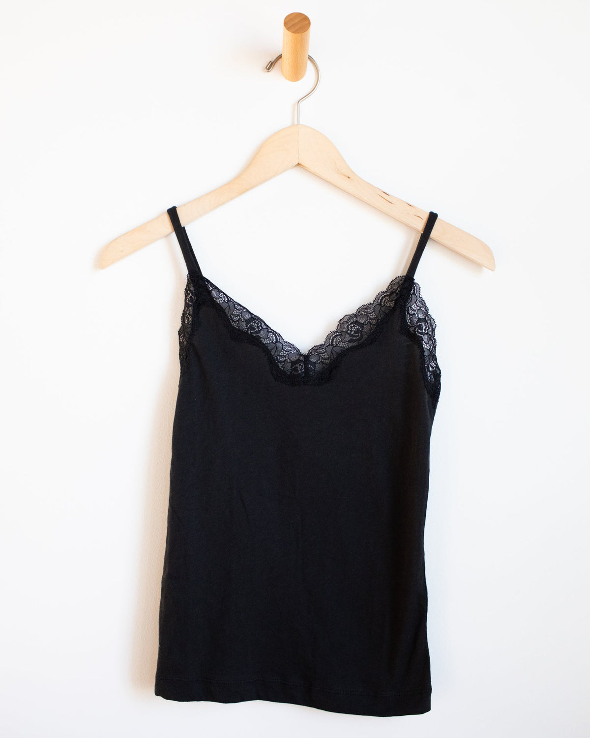 Only Hearts Lingerie Org Cttn w/ Lace Cami in Black