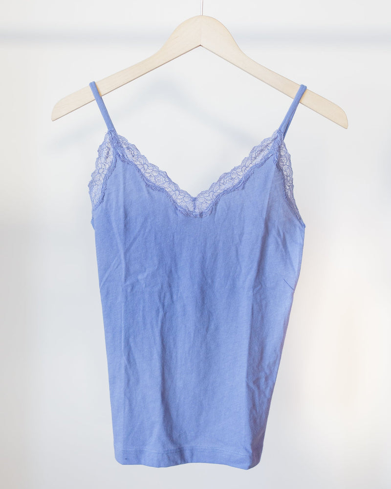 Only Hearts Lingiere Org Cttn w/ Lace Cami in Blu Smoke