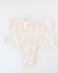 Only Hearts Lingerie SF w/ Lace Hi-Waist Thong in Bone