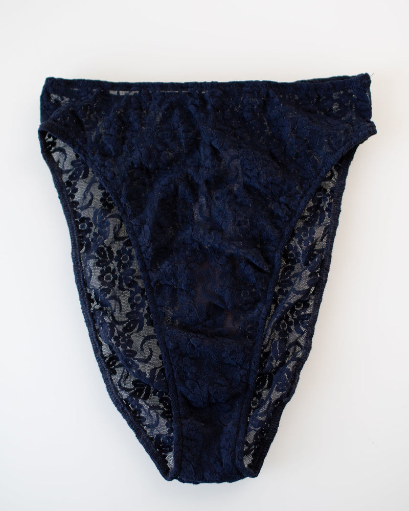 Only Hearts Lingerie SL Hi-Cut Brief in Navy Sateen