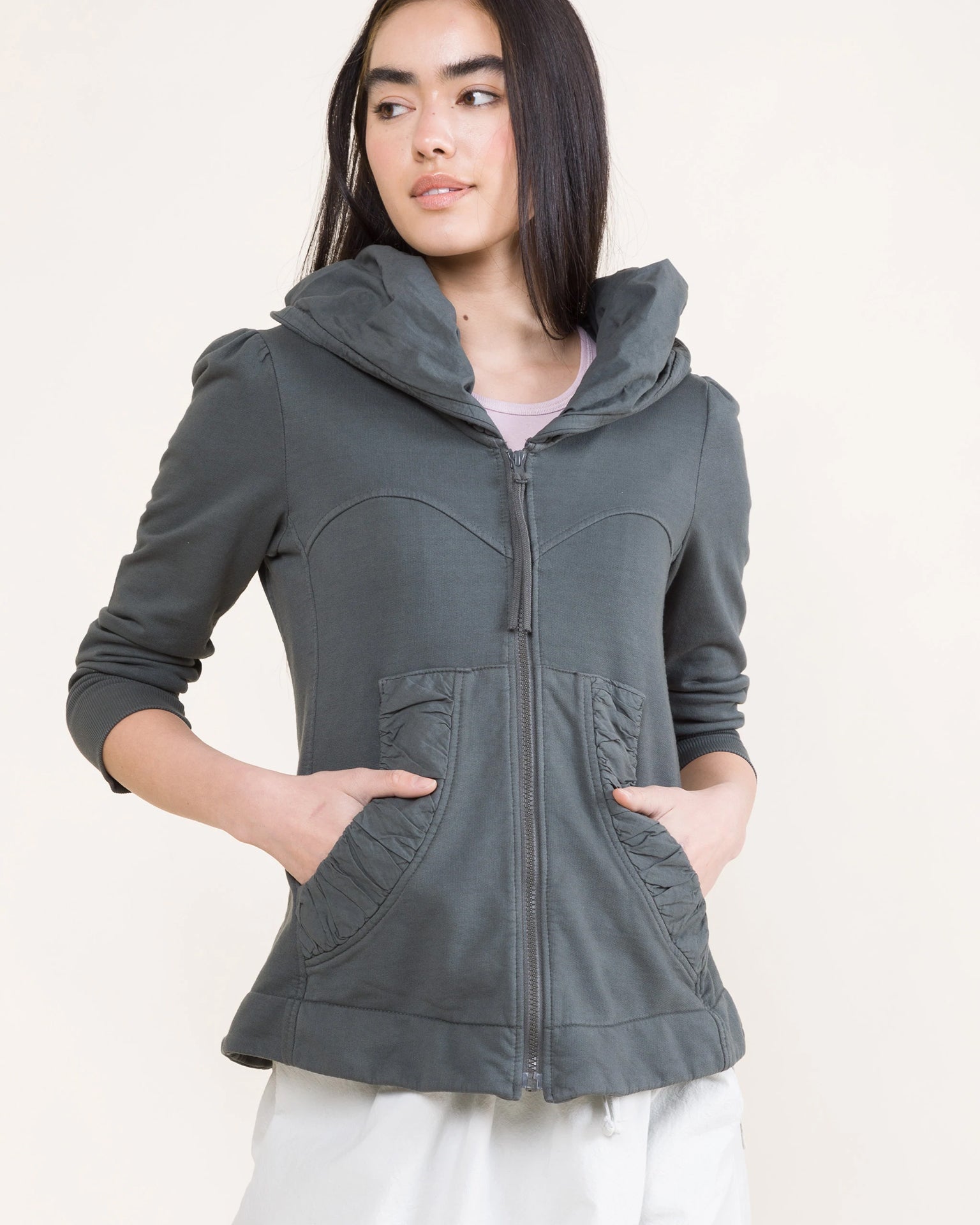 Prairie Underground 3/4 Cloak Hoodie in New Gray - Bliss Boutiques