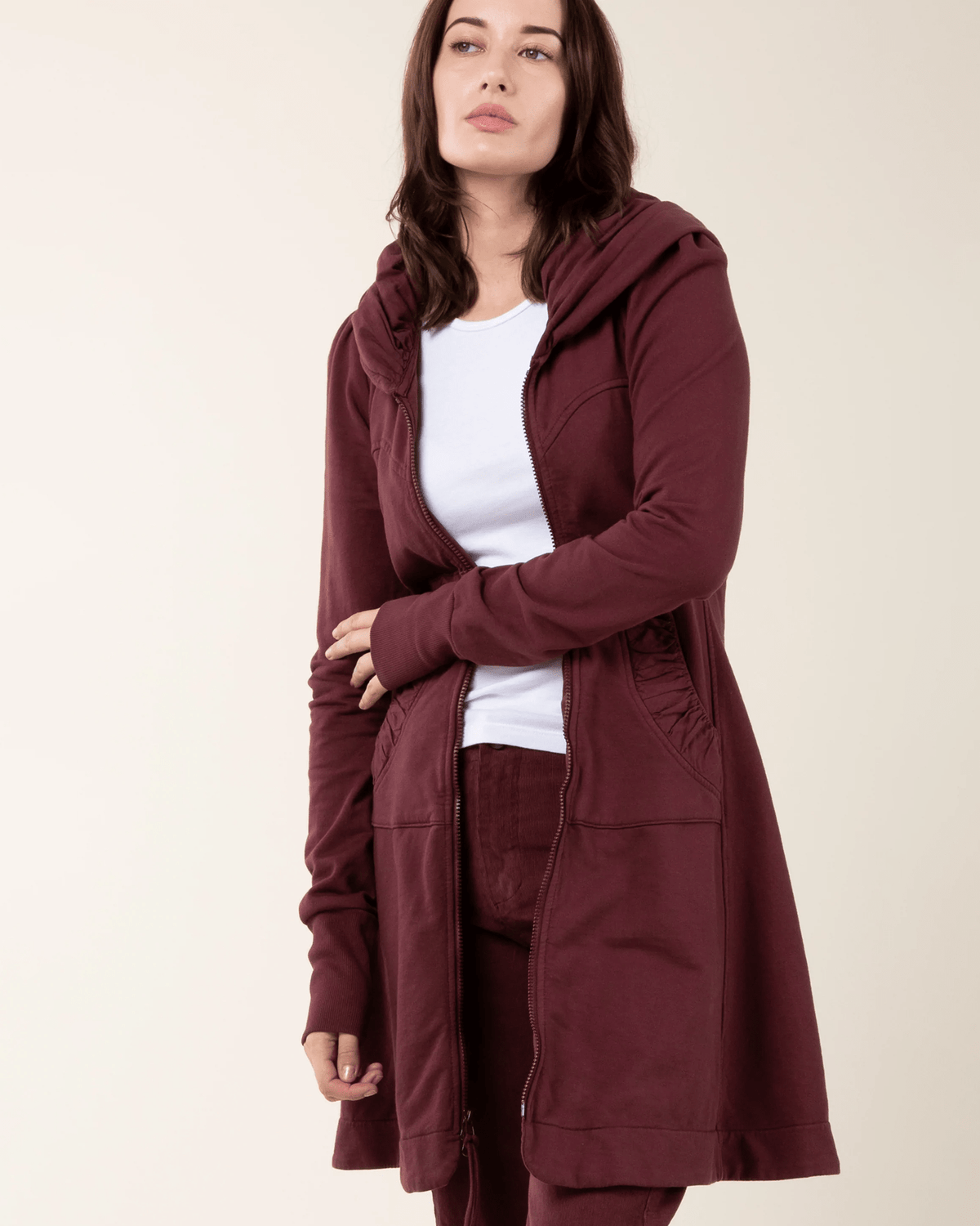 Prairie Underground Clothing Long Cloak Hoodie in Dahlia