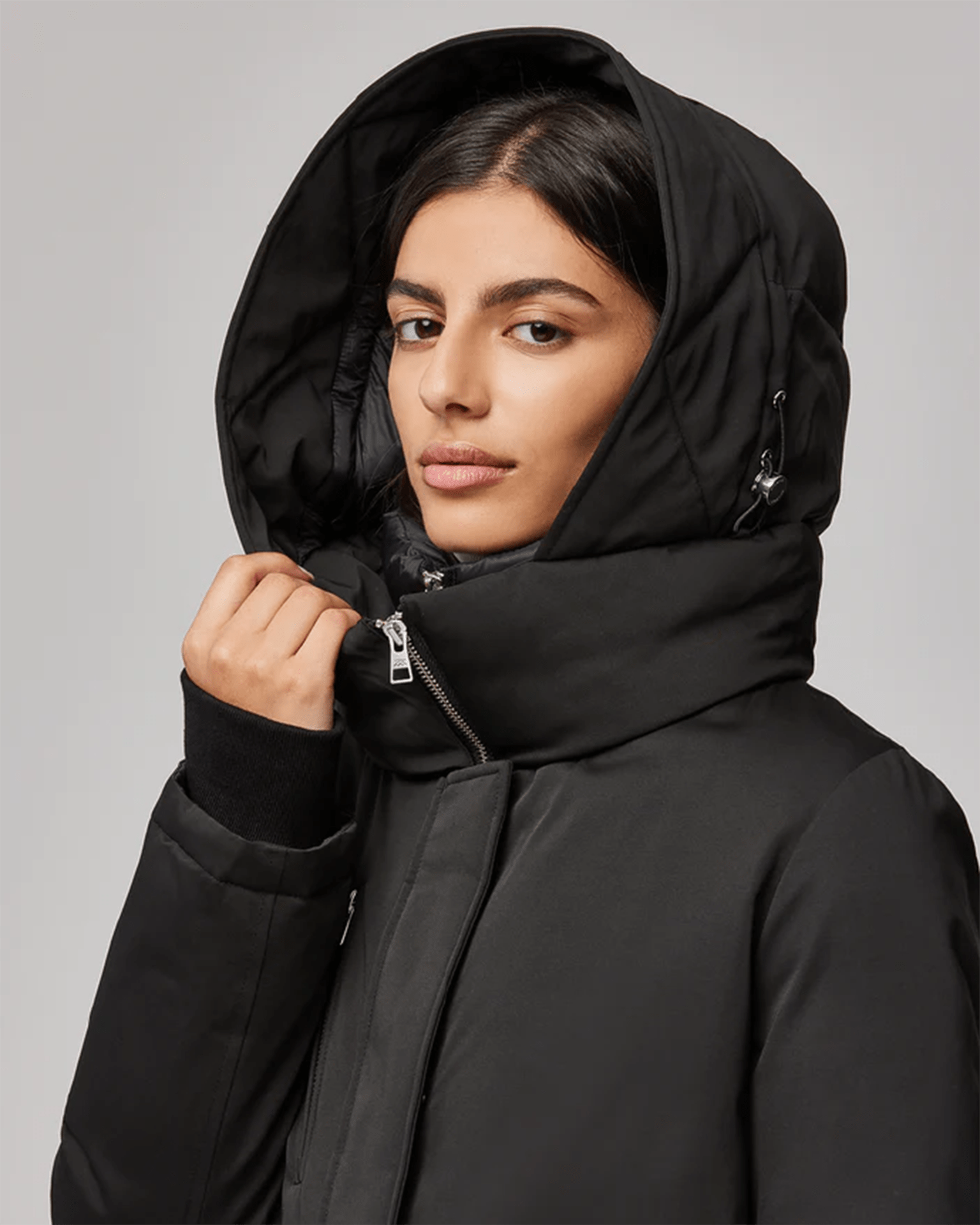Soia Kyo Belina Straight Fit Mid Length Puffer in Black Bliss