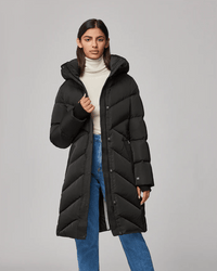Soia & Kyo Outerwear Bryanna Semi-Fitted Knee-Length Puffer in Black