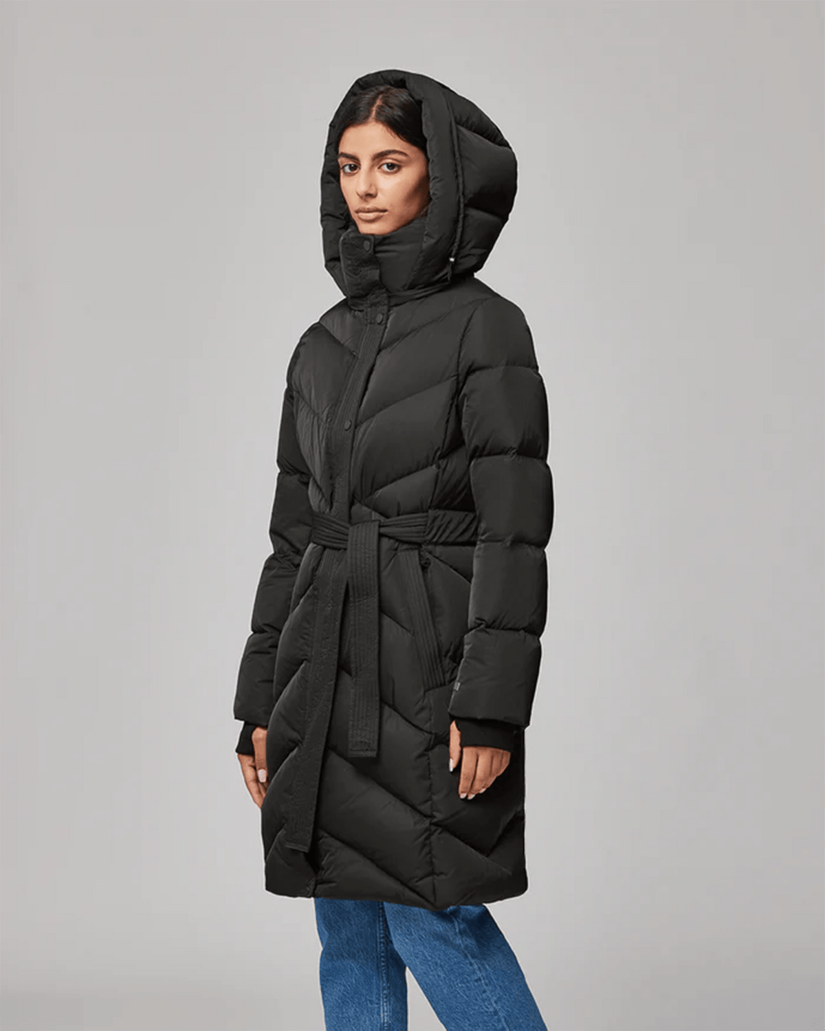 Soia & Kyo Outerwear Bryanna Semi-Fitted Knee-Length Puffer in Black