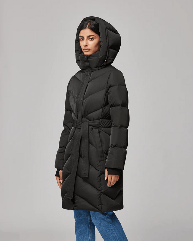 Soia & Kyo Outerwear Bryanna Semi-Fitted Knee-Length Puffer in Black