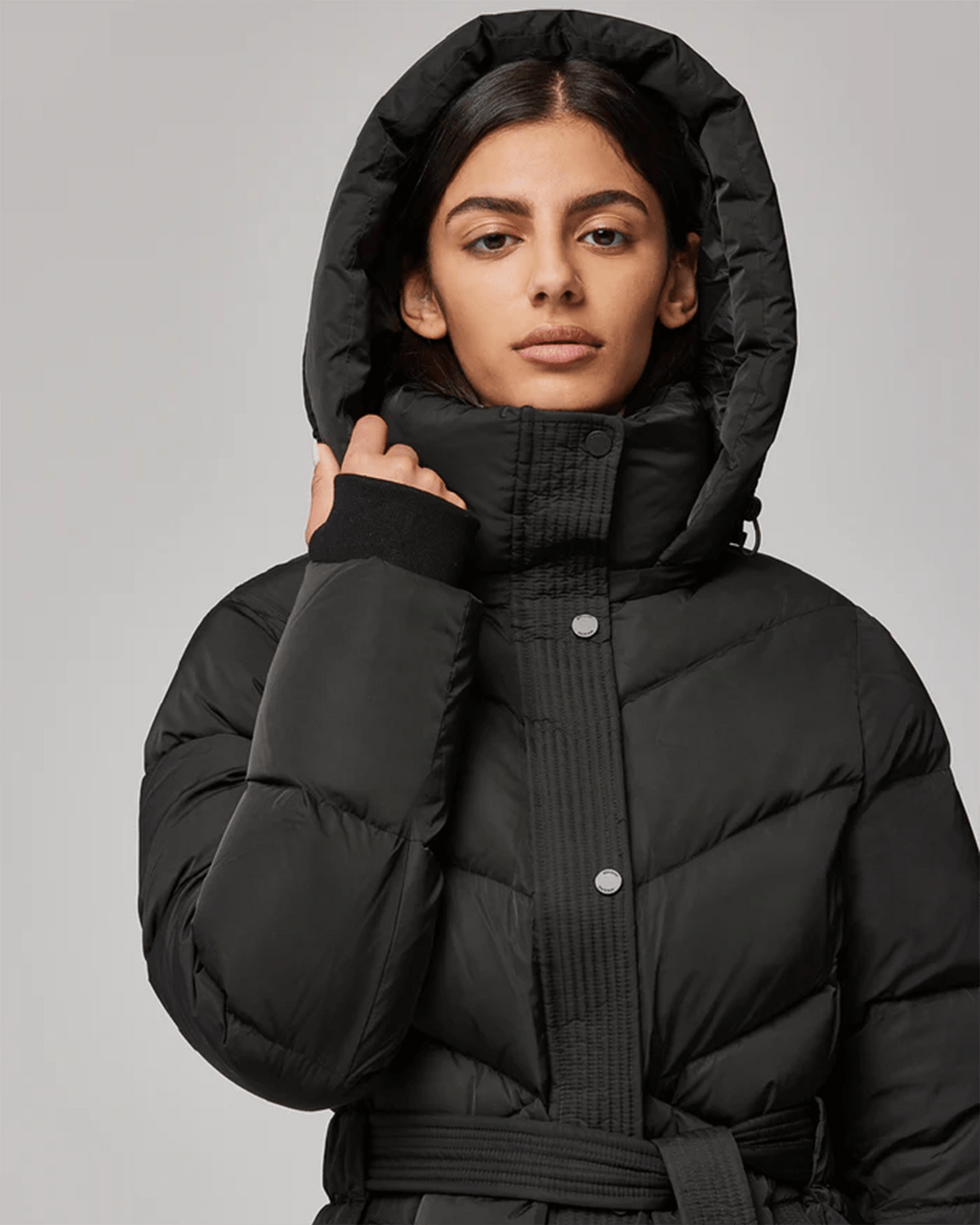 Soia & Kyo Outerwear Bryanna Semi-Fitted Knee-Length Puffer in Black