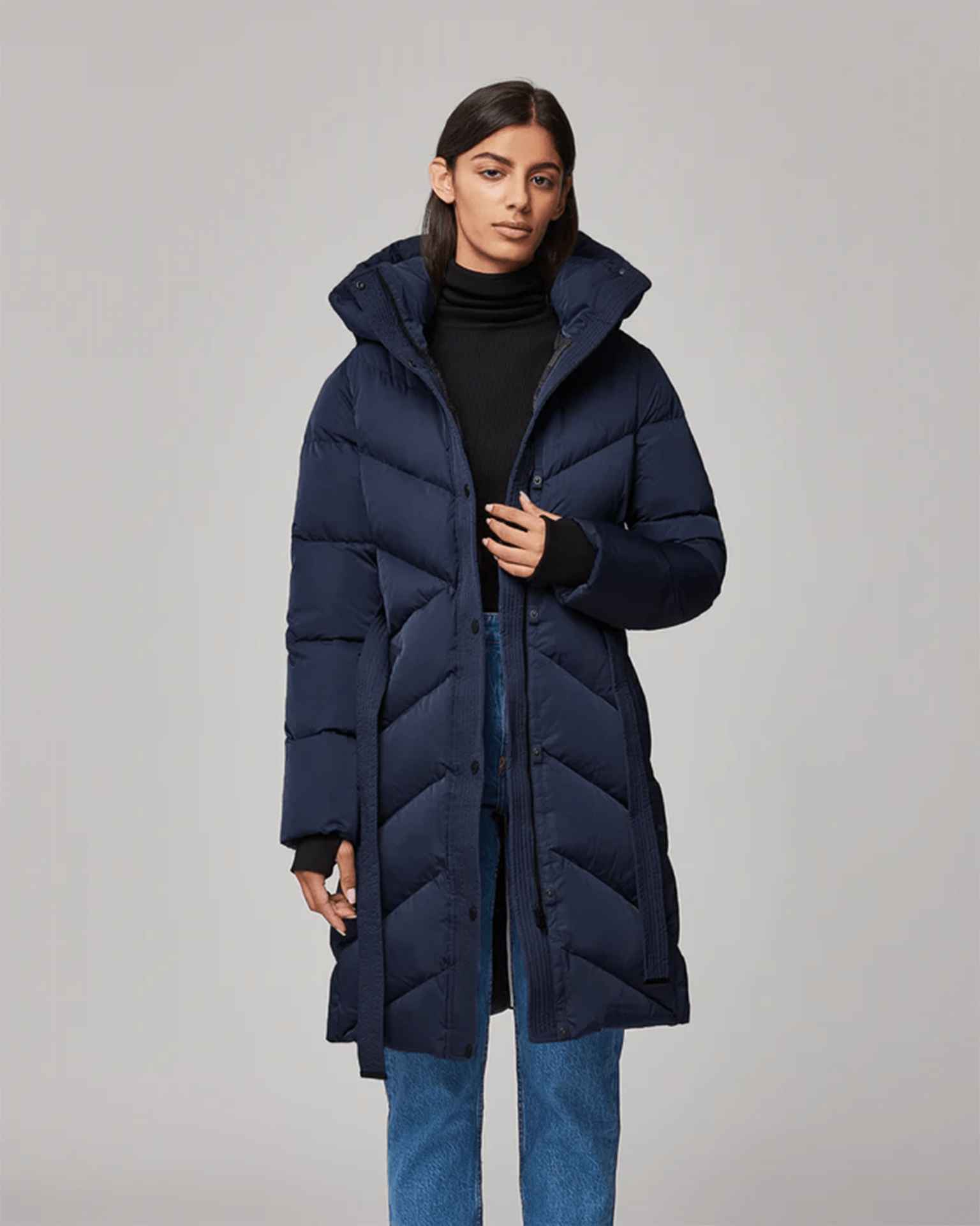 Bryanna Semi-Fitted Knee-Length Puffer in Lapis – Bliss Boutiques