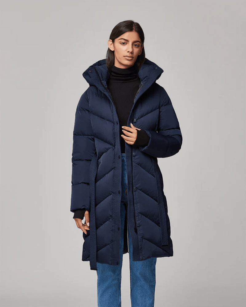Soia Kyo Bryanna Semi Fitted Knee Length Puffer in Lapis Bliss