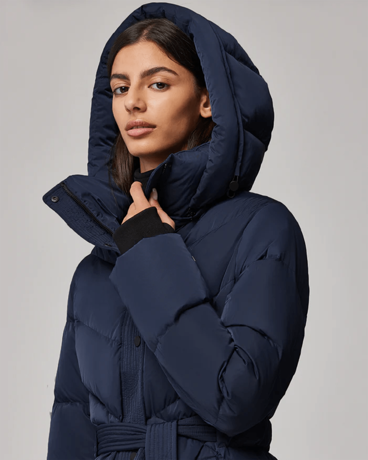 Knee length puffer coat with hood cheap
