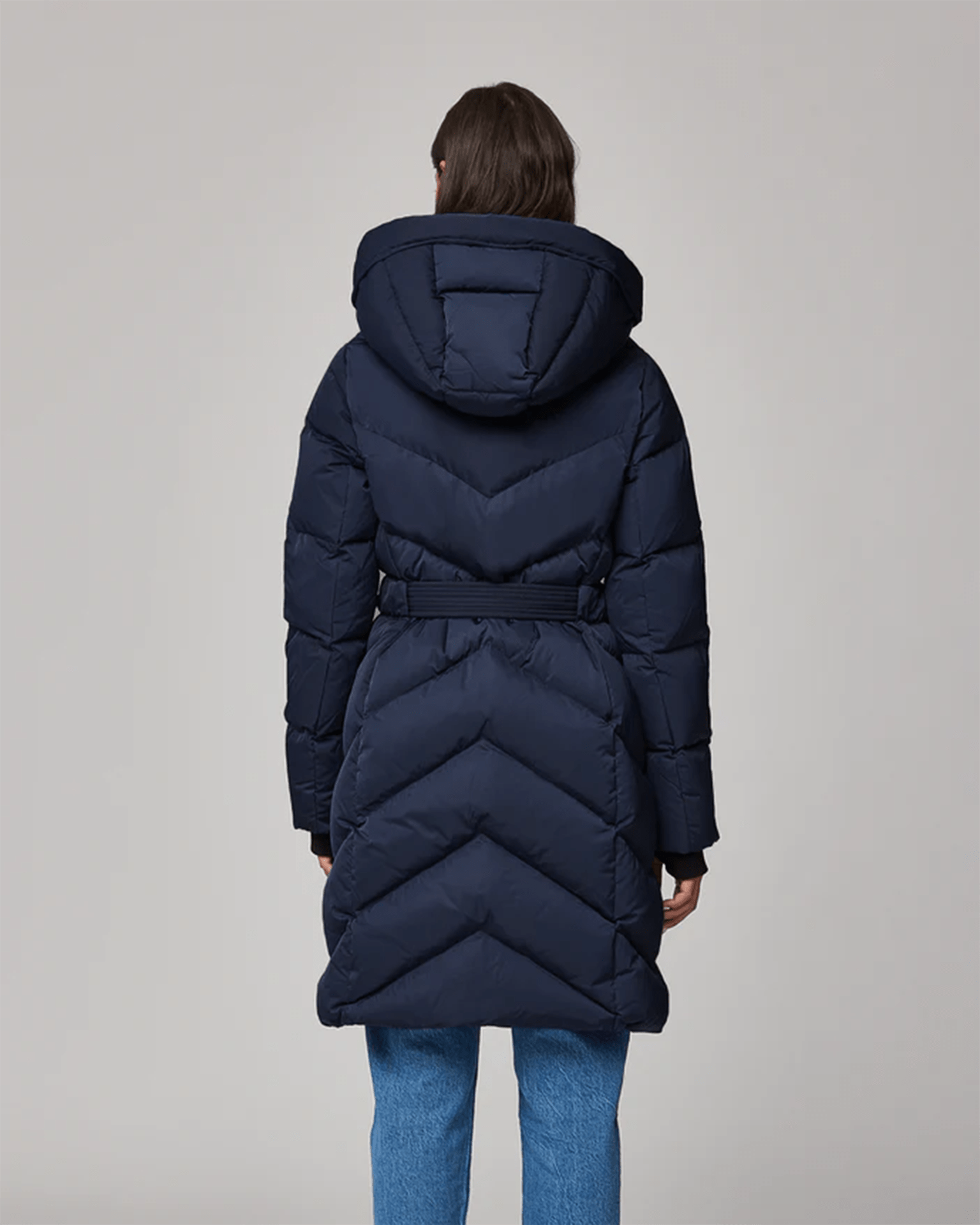 Bryanna Semi-Fitted Knee-Length Puffer in Lapis