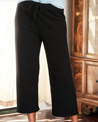 Tee Lab Clothing Cropped Wide Leg Sweatpant in Black