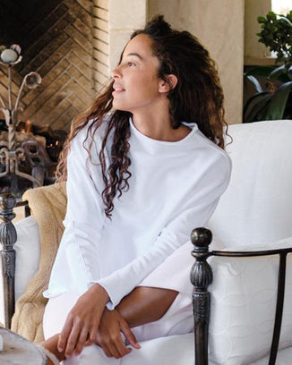 Tee Lab Clothing Long Sleeve Funnel Neck Capelet in White
