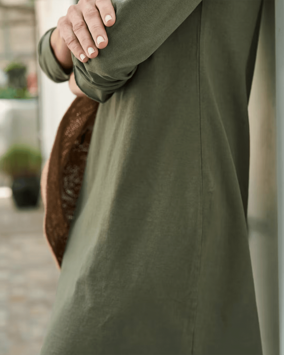 Tee Lab Clothing Long Sleeve Polo Dress in Army Green