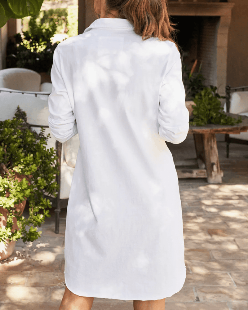 Tee Lab Clothing Long Sleeve Polo Dress in White