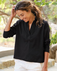 Tee Lab Clothing Popover Henley in Black