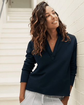 Tee Lab Clothing Popover Henley in British Royal Navy Terry