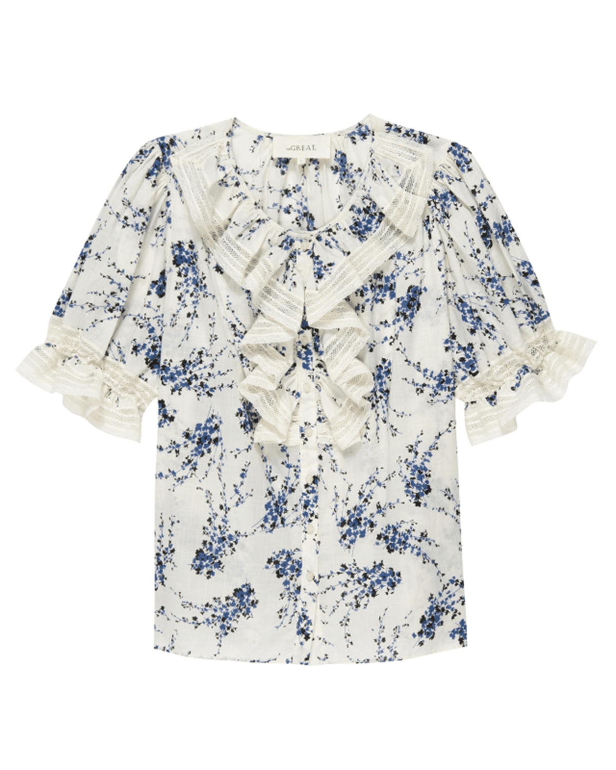 the Great Clothing The Bishop Top in Blue Jasmine Floral