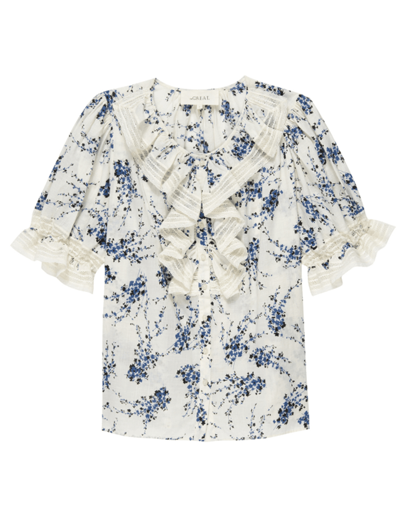 the Great Clothing The Bishop Top in Blue Jasmine Floral