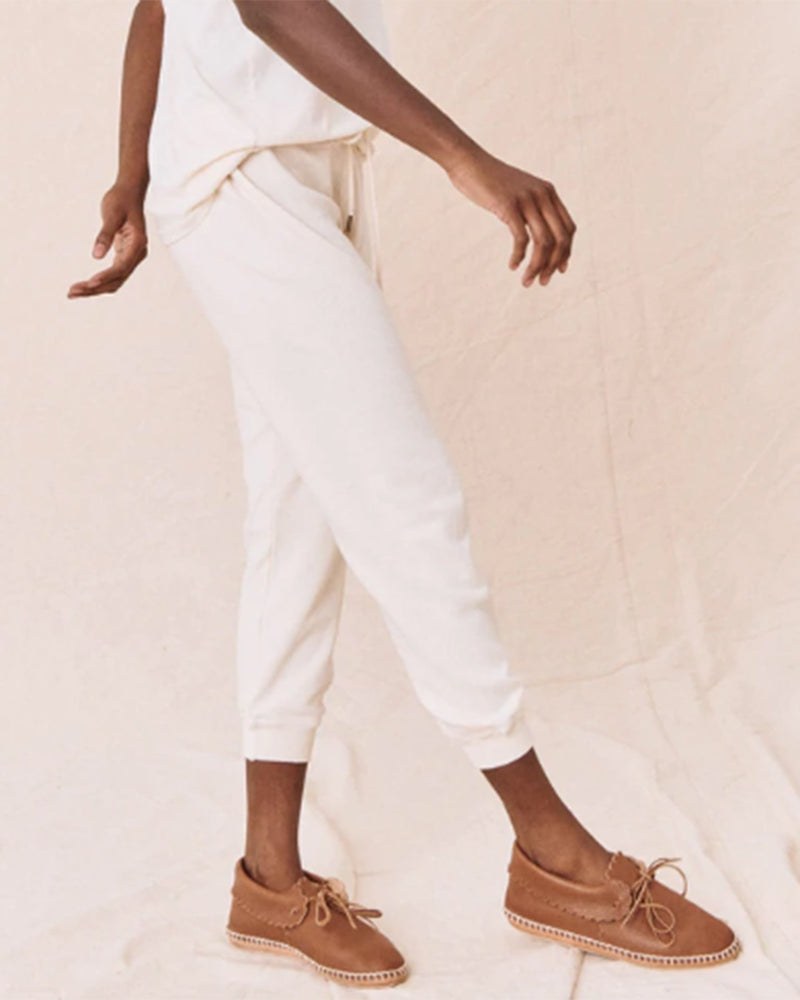 the Great Clothing The Cropped Sweatpant in Washed White