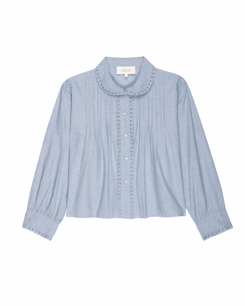 the Great Clothing The Parasol Top in Light Chambray