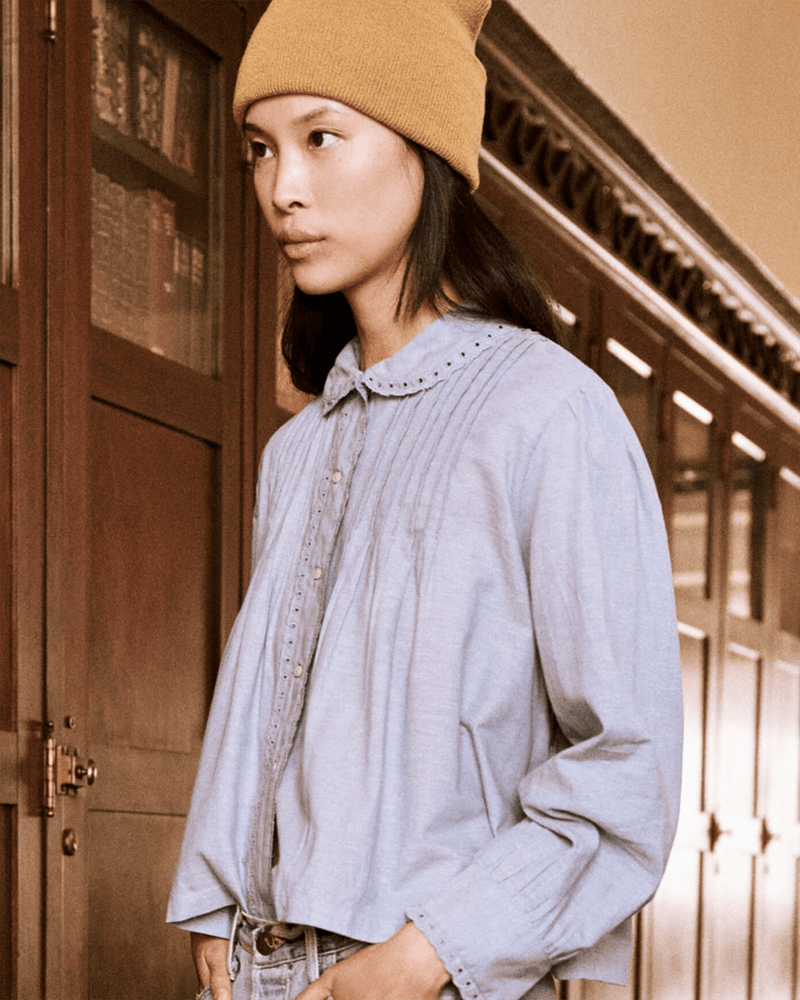 the Great Clothing The Parasol Top in Light Chambray