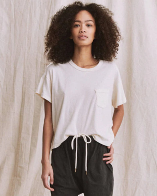 the Great The Pocket Tee in Washed White 