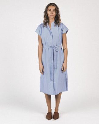 Trovata Clothing Astrid Easy Dress in Blue & White Stripe