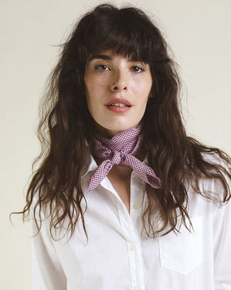 Trovata Birds of Paradis Accessories Red/Wht/Nvy Mini Ck / O/S Charlotte Scarf in Red, White & Navy Mini Check