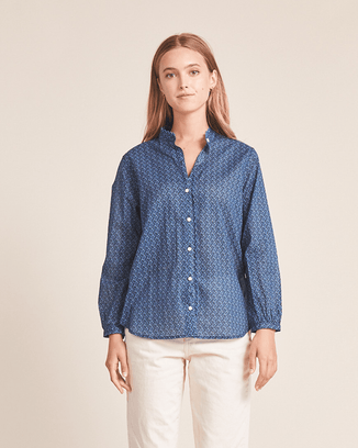 Trovata Birds of Paradis Clothing Helena Shirt in Mazarine Ditsy