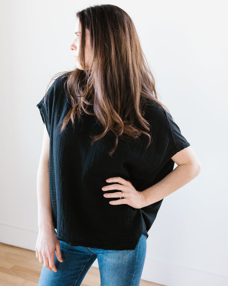 Velvet by Graham & Spencer Clothing Cora S/S Wide Tee in Black