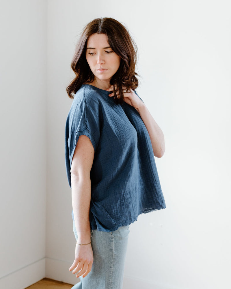 Velvet by Graham & Spencer Clothing Cora S/S Wide Tee in Meteor