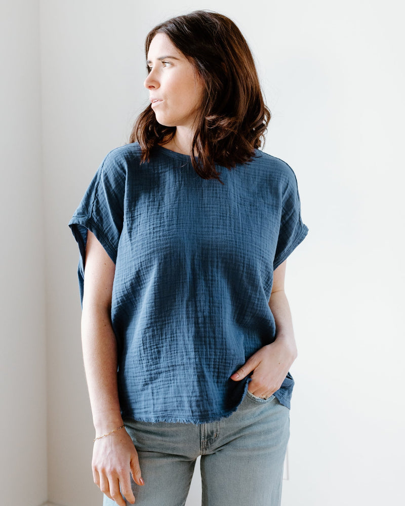 Velvet by Graham & Spencer Clothing Cora S/S Wide Tee in Meteor