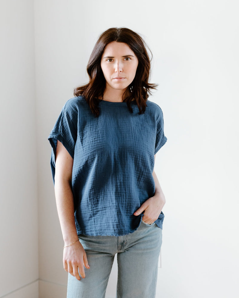 Velvet by Graham & Spencer Clothing Cora S/S Wide Tee in Meteor