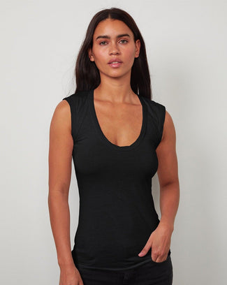 Velvet by Graham & Spencer Clothing Estina Scoop Neck Tank Top in Black