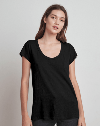 Velvet by Graham & Spencer Clothing Black / XS Kira Scoop Neck Tee in Black