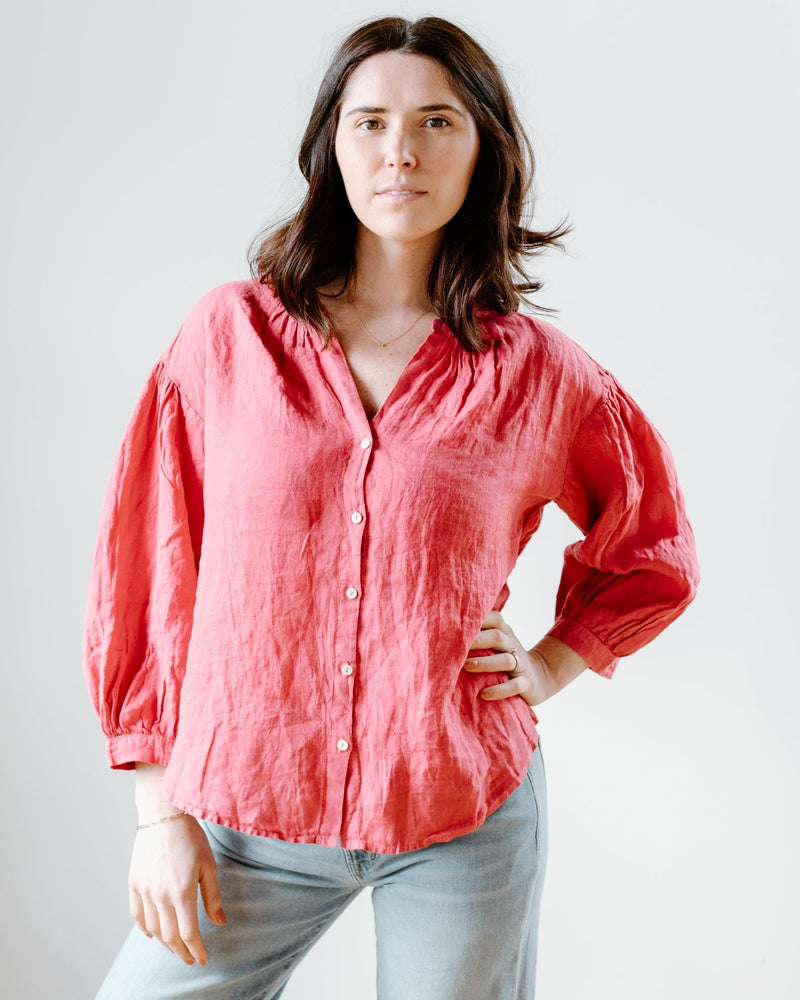 Velvet by Graham & Spencer Clothing Matea L/S Button Up Blouse in Punch