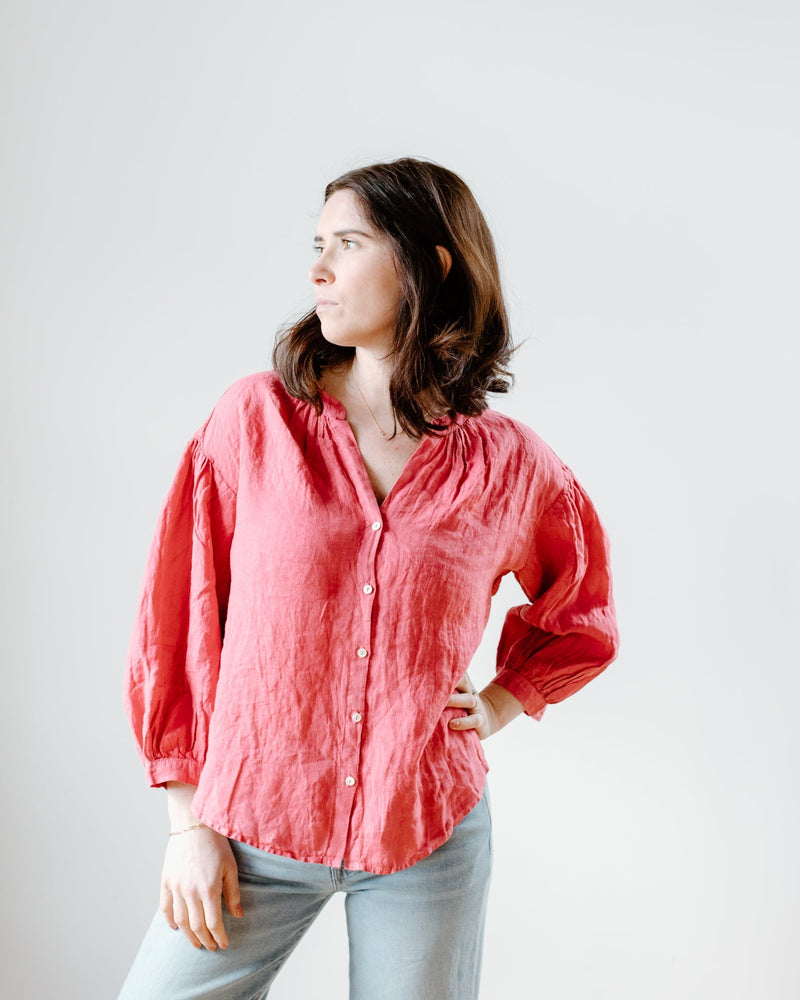 Velvet by Graham & Spencer Clothing Matea L/S Button Up Blouse in Punch