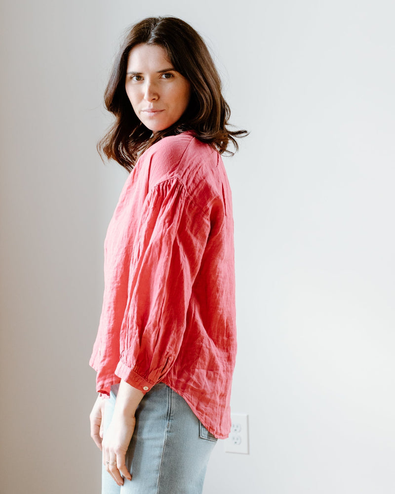 Velvet by Graham & Spencer Clothing Matea L/S Button Up Blouse in Punch